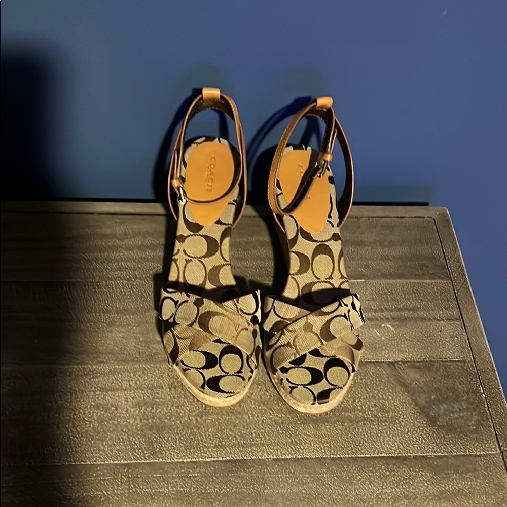 Coach Women's Tan and Brown Espadrille Sandals
